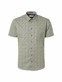 No Excess Hemden<Herren Kurzärmeliges Hemd aqua bedruckt