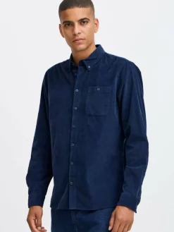 BLEND Hemden<Herren Langarmhemd blau gemustert