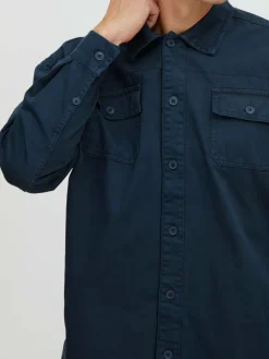 BLEND Hemden<Herren Langarmhemd blau uni