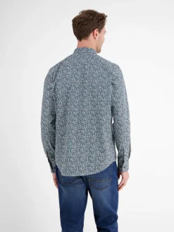 LERROS Hemden<Herren Langarmhemd blau gemustert