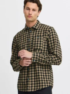 BLEND Hemden<Herren Langarmhemd camel kariert