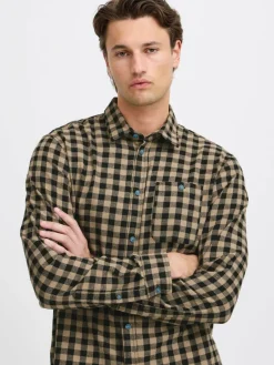 BLEND Hemden<Herren Langarmhemd camel kariert