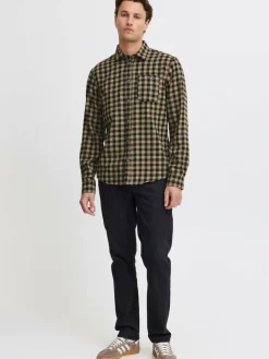 BLEND Hemden<Herren Langarmhemd camel kariert