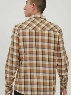 BLEND Hemden<Herren Langarmhemd braun kariert