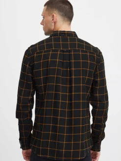BLEND Hemden<Herren Langarmhemd schwarz kariert