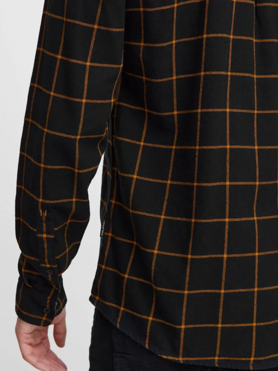 BLEND Hemden<Herren Langarmhemd schwarz kariert