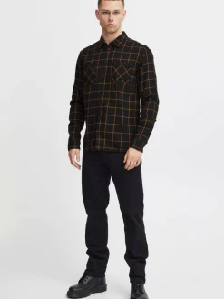 BLEND Hemden<Herren Langarmhemd schwarz kariert