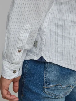 BLEND Hemden<Herren Langarmhemd weiß gestreift