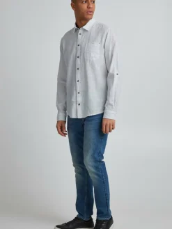 BLEND Hemden<Herren Langarmhemd weiß gestreift