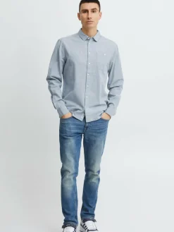 BLEND Hemden<Herren Langarmhemd blau gemustert