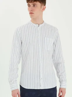 BLEND Hemden<Herren Langarmhemd weiß gemustert