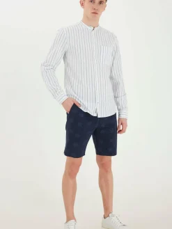 BLEND Hemden<Herren Langarmhemd weiß gemustert