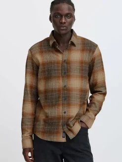 BLEND Hemden<Herren Langarmhemd braun gemustert