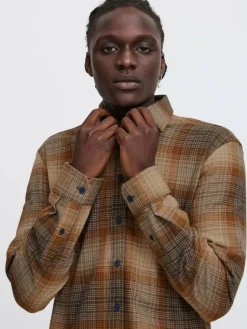 BLEND Hemden<Herren Langarmhemd braun gemustert