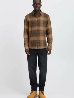 BLEND Hemden<Herren Langarmhemd braun gemustert