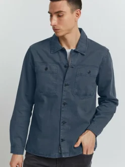 BLEND Hemden<Herren Langarmhemd blau uni