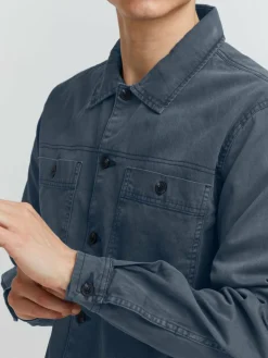 BLEND Hemden<Herren Langarmhemd blau uni