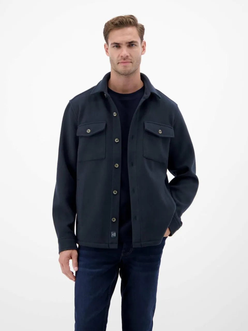 LERROS Hemden<Herren Langarmhemd marine uni