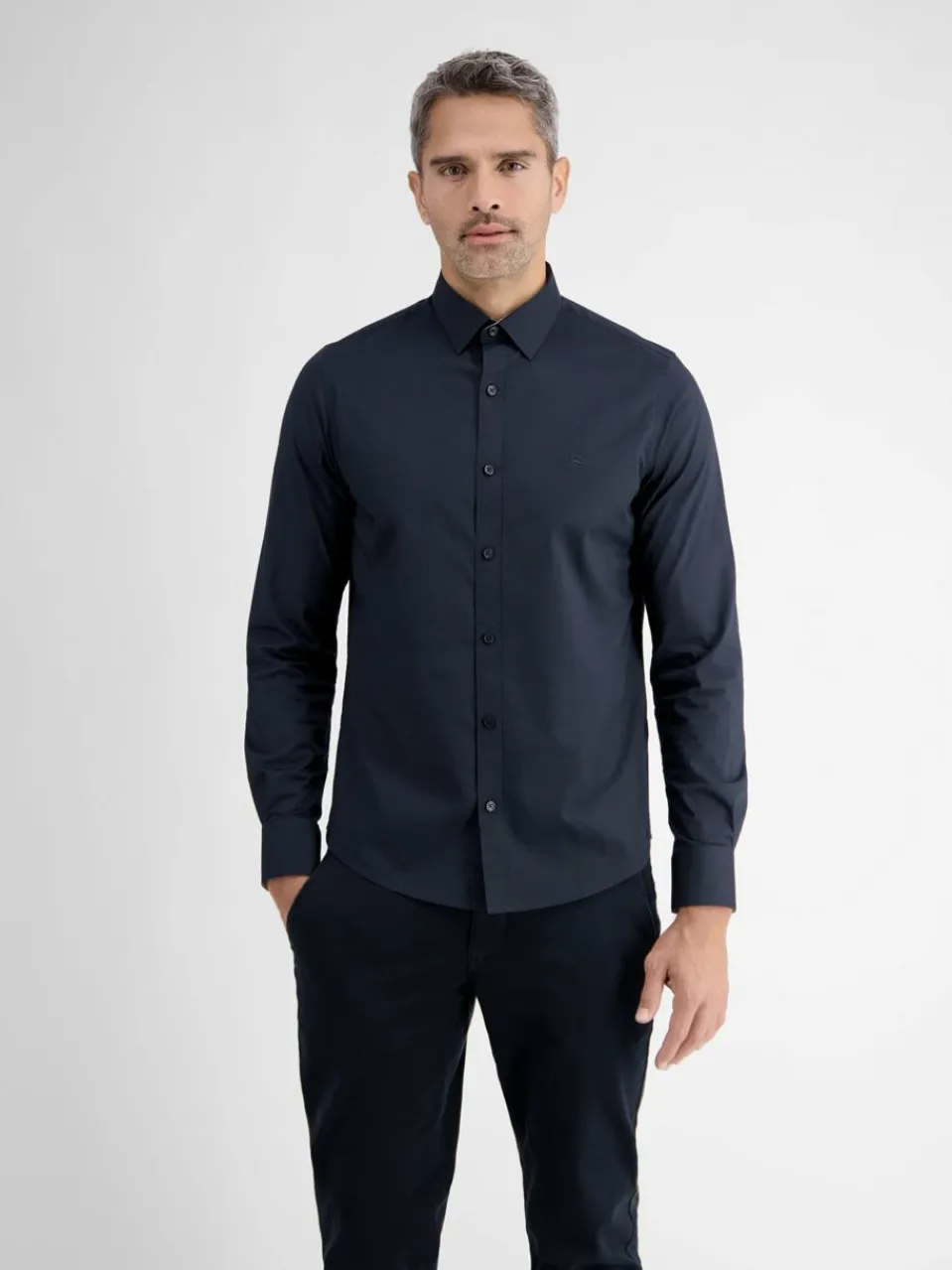 LERROS Hemden<Herren Langarmhemd marine uni