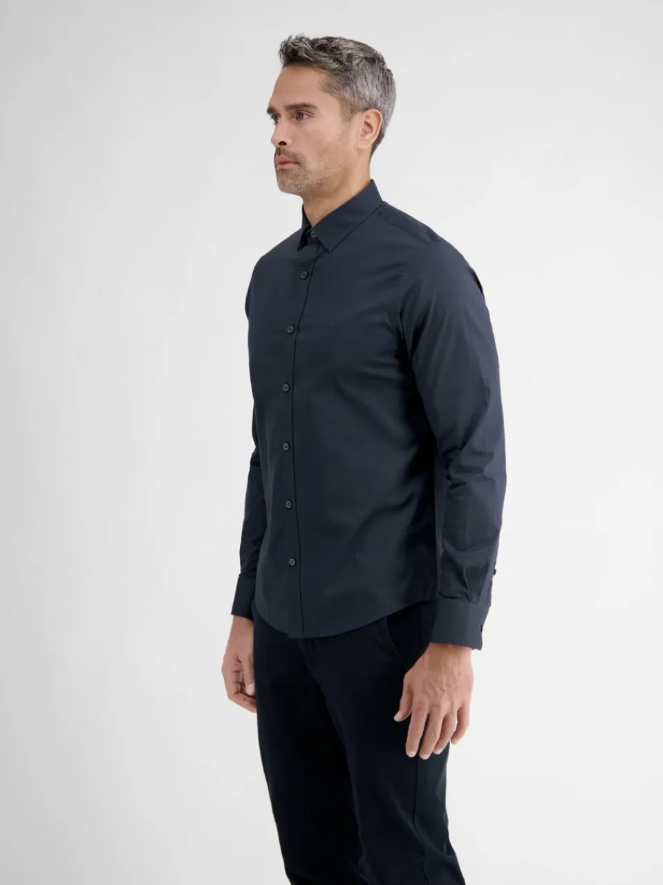 LERROS Hemden<Herren Langarmhemd marine uni