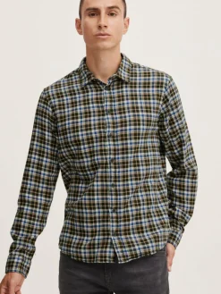 BLEND Hemden<Herren Langarmhemd grün kariert