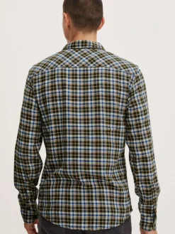 BLEND Hemden<Herren Langarmhemd grün kariert