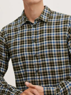 BLEND Hemden<Herren Langarmhemd grün kariert