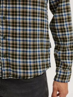 BLEND Hemden<Herren Langarmhemd grün kariert