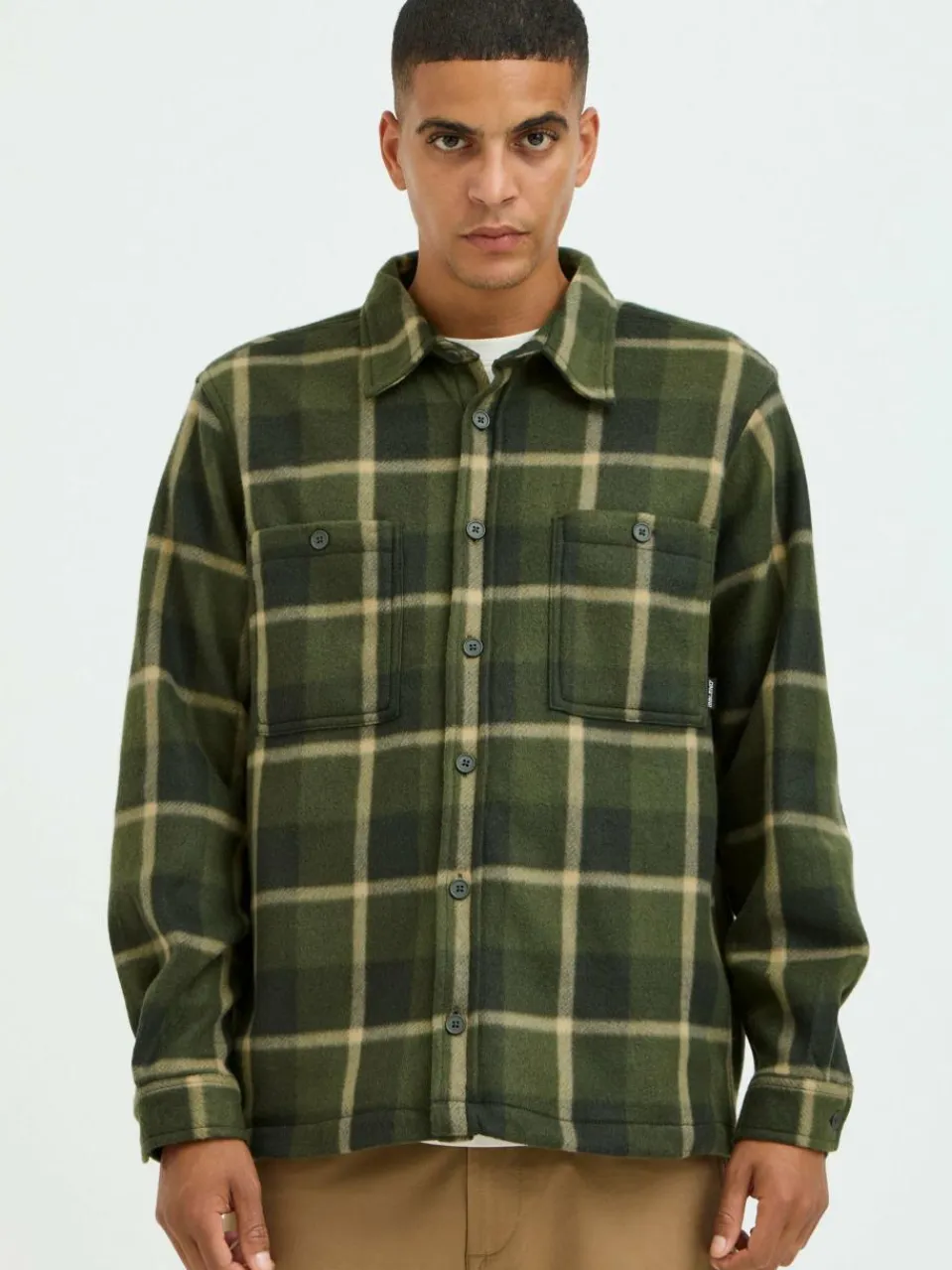 BLEND Hemden<Herren Langarmhemd grün kariert