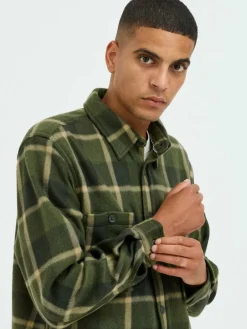 BLEND Hemden<Herren Langarmhemd grün kariert