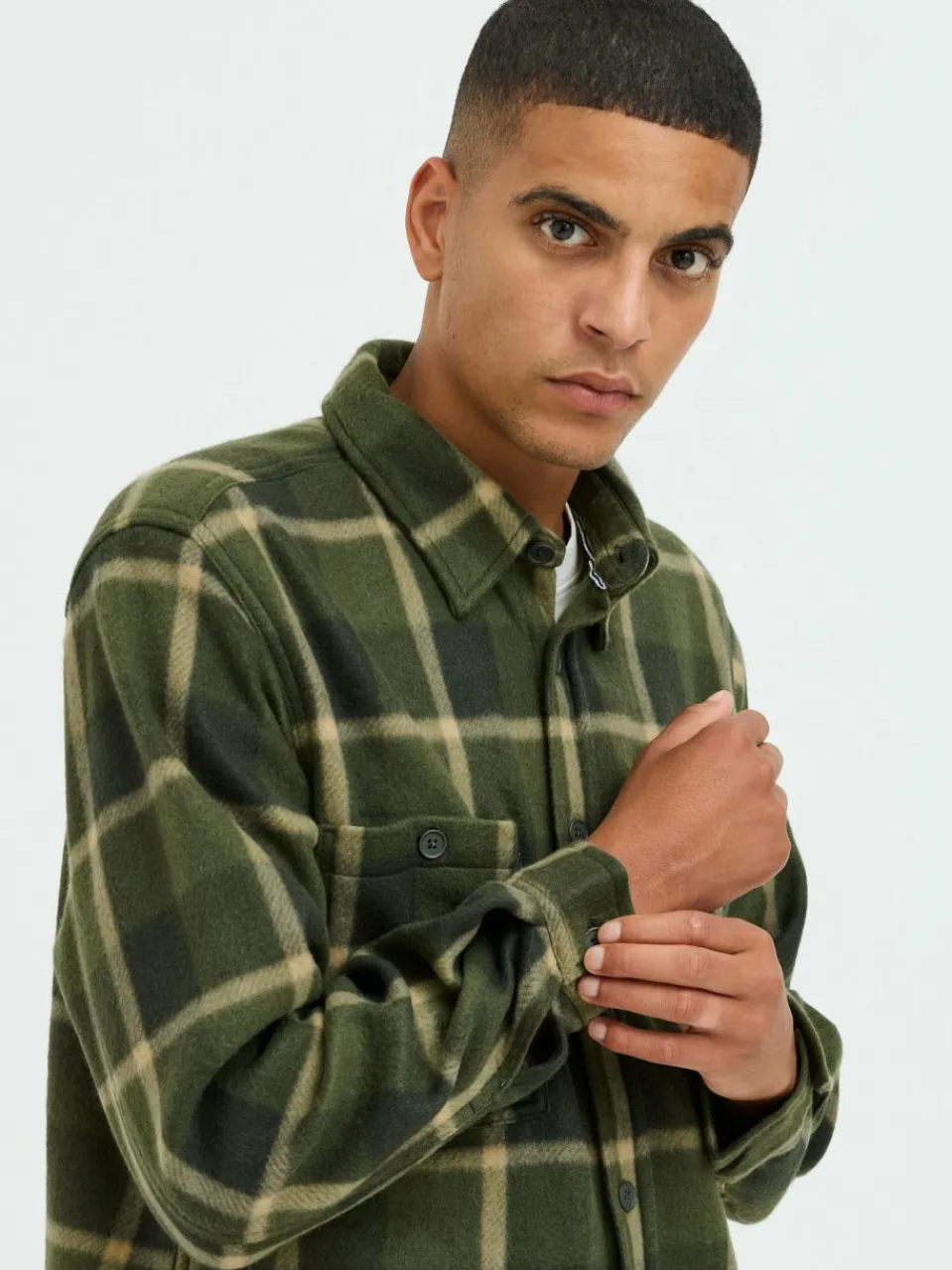 BLEND Hemden<Herren Langarmhemd grün kariert