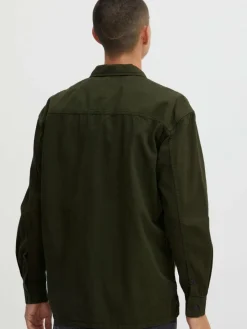 BLEND Hemden<Herren Langarmhemd grün uni