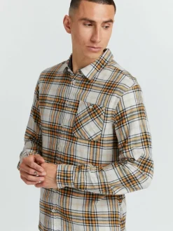 BLEND Hemden<Herren Langarmhemd gold kariert
