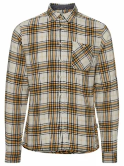 BLEND Hemden<Herren Langarmhemd gold kariert