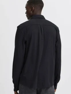 BLEND Hemden<Herren Langarmhemd - BHALO schwarz uni