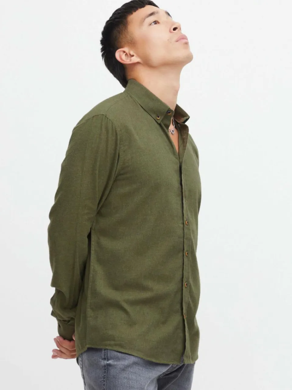 BLEND Hemden<Herren Langarmhemd - BHBurley grün uni