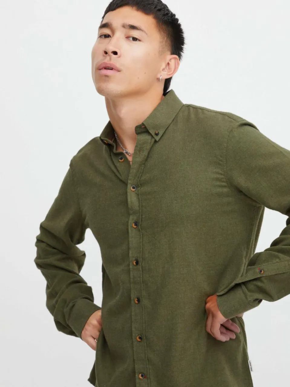 BLEND Hemden<Herren Langarmhemd - BHBurley grün uni