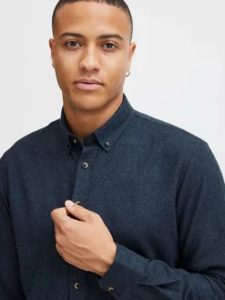 BLEND Hemden<Herren Langarmhemd - BHBurley blau uni