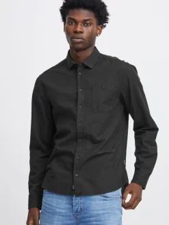 BLEND Hemden<Herren Langarmhemd - BHSHIRT schwarz uni