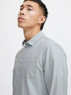 BLEND Hemden<Herren Langarmhemd - BHSHIRT grau gestreift