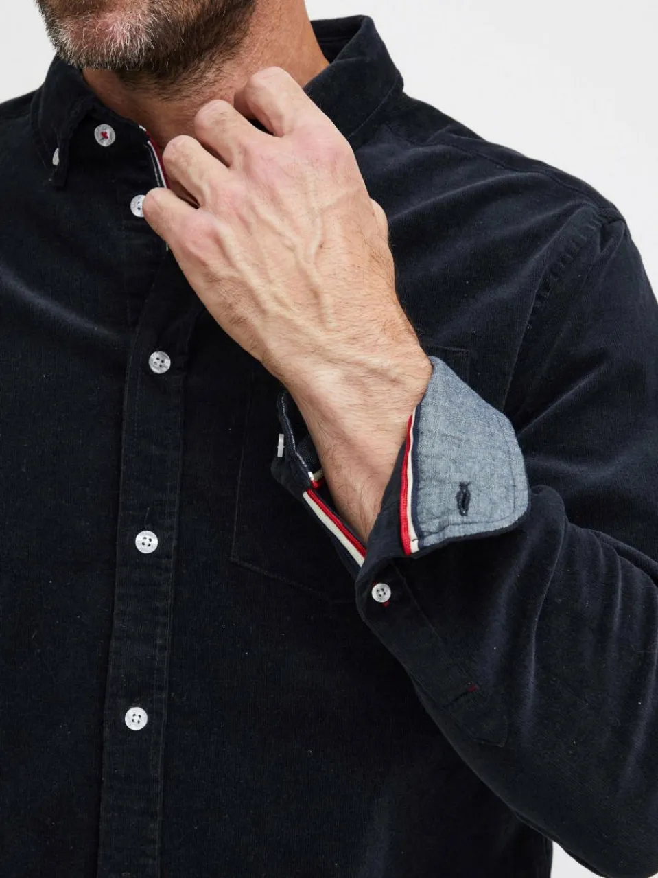 FQ1924 Hemden<Herren Langarmhemd - FQSteven blau uni