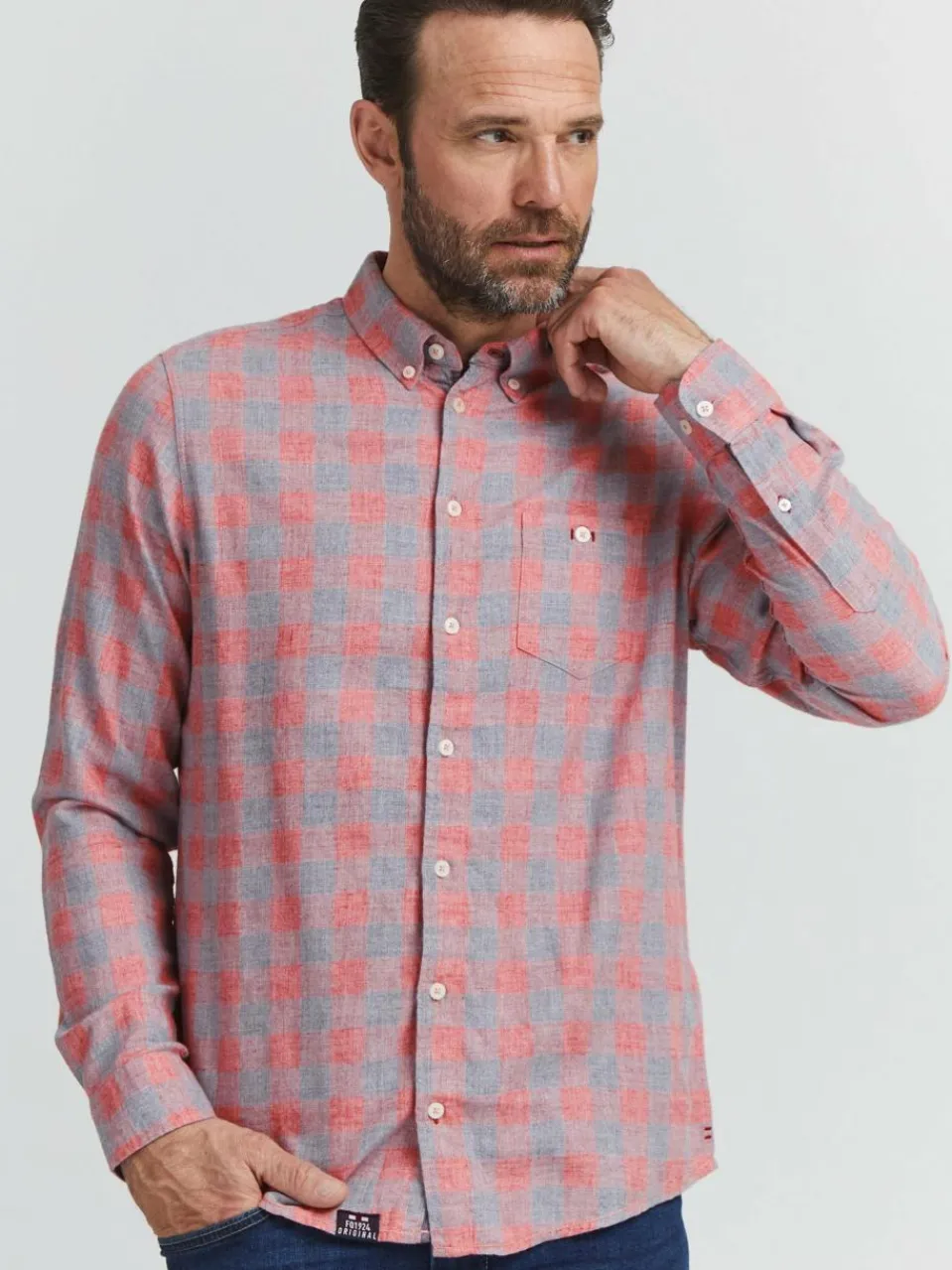 FQ1924 Hemden<Herren Langarmhemd - FQYunus rot kariert