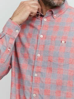 FQ1924 Hemden<Herren Langarmhemd - FQYunus rot kariert