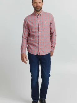 FQ1924 Hemden<Herren Langarmhemd - FQYunus rot kariert