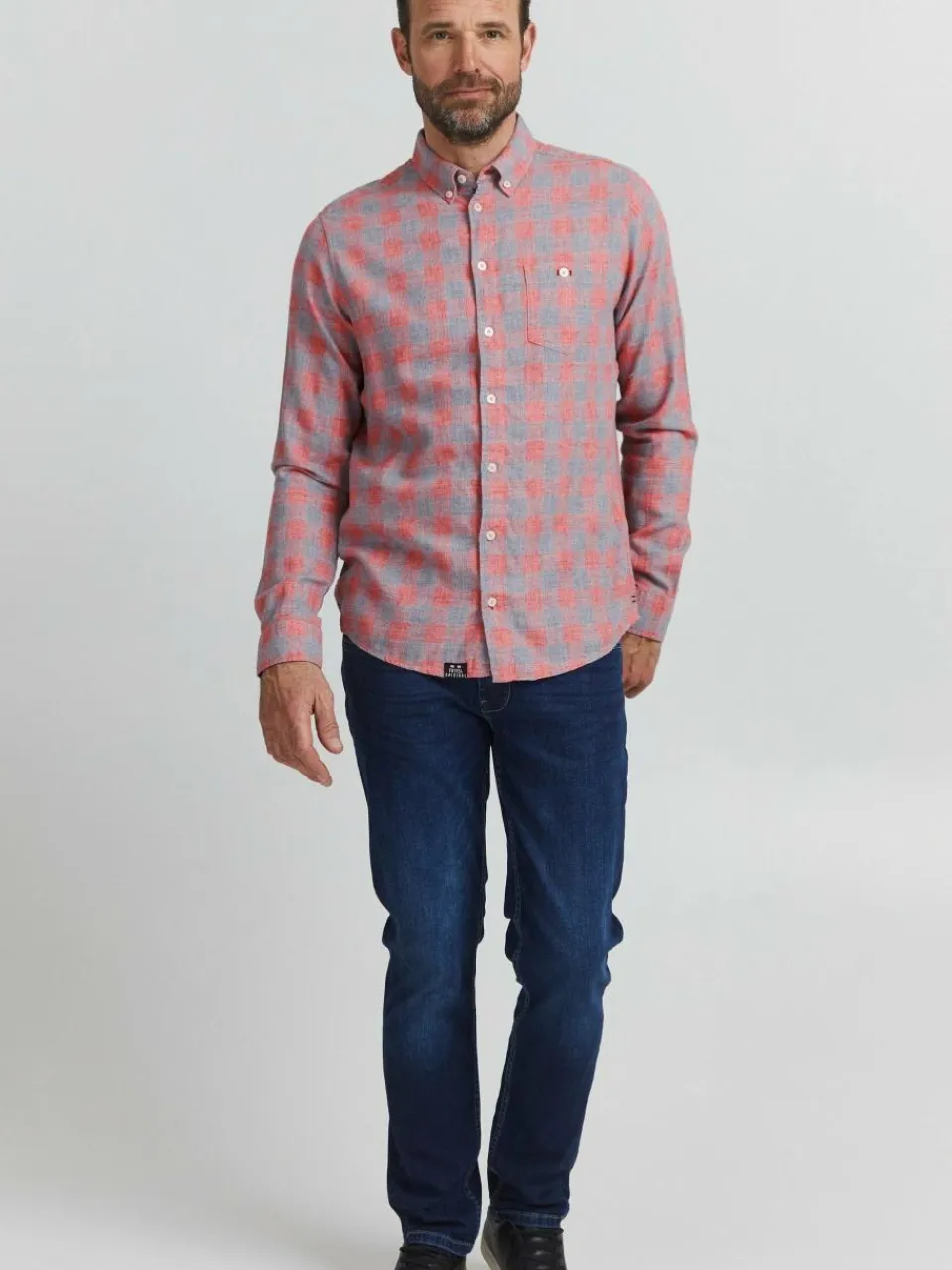 FQ1924 Hemden<Herren Langarmhemd - FQYunus rot kariert