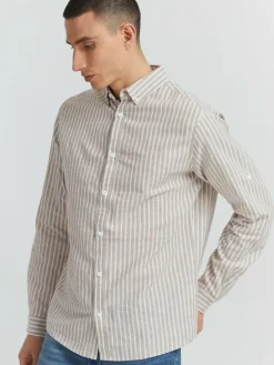 Indicode Hemden<Herren Langarmhemd - IDHanko beige gestreift