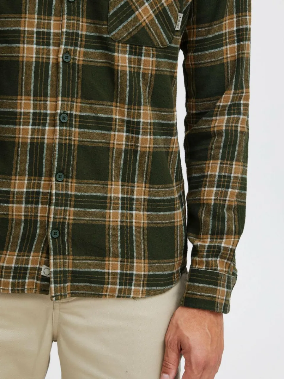 11 Project Hemden<Herren Langarmhemd - PRHans grün kariert