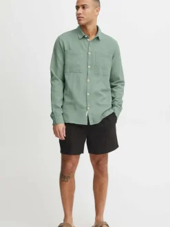 Solid Hemden<Herren Langarmhemd - SDFennec grün uni