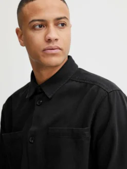 Solid Hemden<Herren Langarmhemd - SDFidel schwarz uni