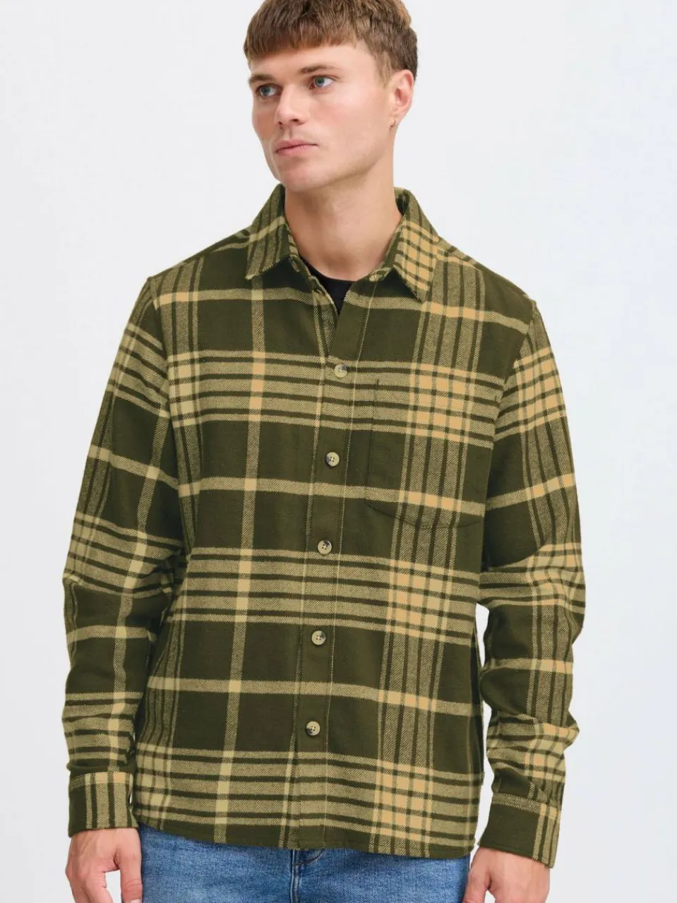 Herren Solid Hemden>Herren Langarmhemd - SDNAB